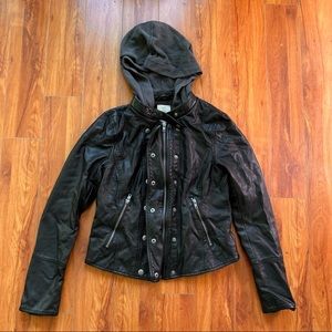 We the Free Vegan Leather Jacket w/ Hoodie